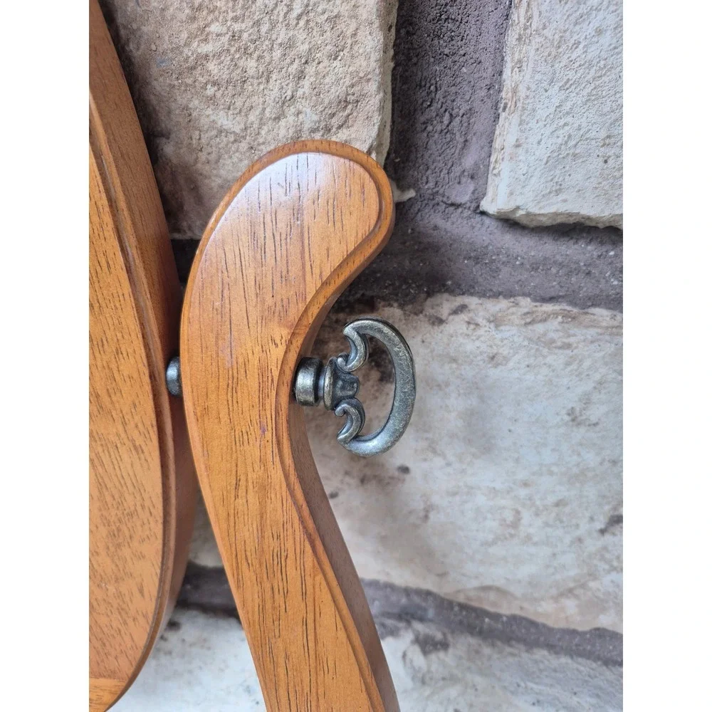 Vintage Oval Wood Vanity Mirror Tilt Adjustable Dresser Farmhouse Decor
